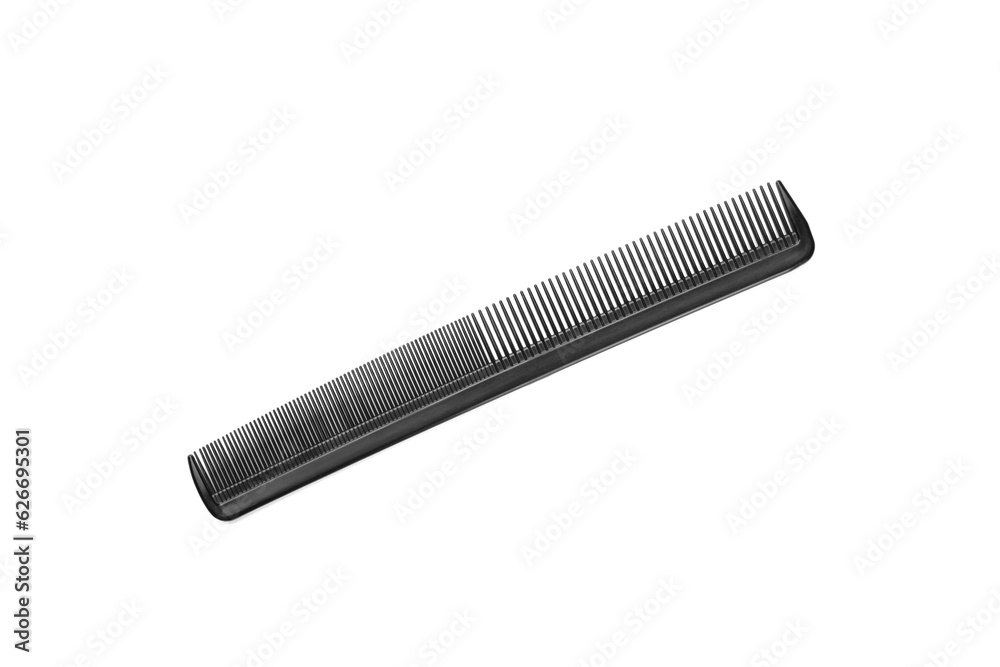 New plastic hair comb isolated on white, top view New plastic hair comb isolated on white, top view