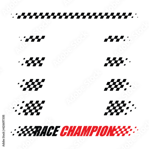 Different row race checkered flag lines
