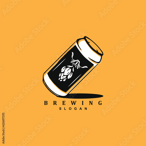 Vintage hand drawn brewery can design. Brewing can mockup vector illustration