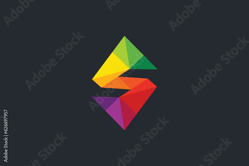 S initial letter logo design mosaic colorful shape font