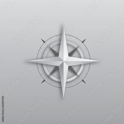 Compass 3d grey symbol background