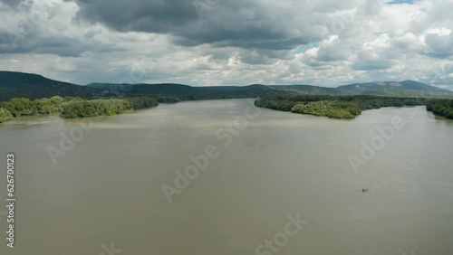 River Danube Bend Szentendre Island tip aerial view photo