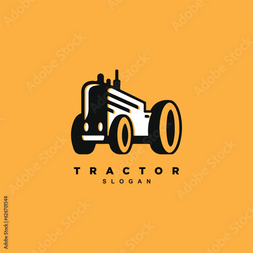 Abstract farm tractor agriculture technology logo design isolated on yellow background