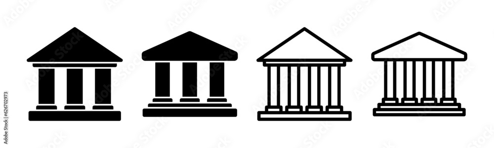 Bank icon set illustration. Bank sign and symbol, museum, university Bank icon set illustration. Bank sign and symbol, museum, university