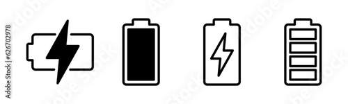 Battery icon set illustration. battery charging sign and symbol. battery charge level