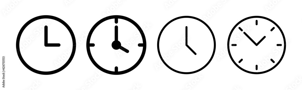 Clock icon set illustration. Time sign and symbol. watch icon Clock icon set illustration. Time sign and symbol. watch icon