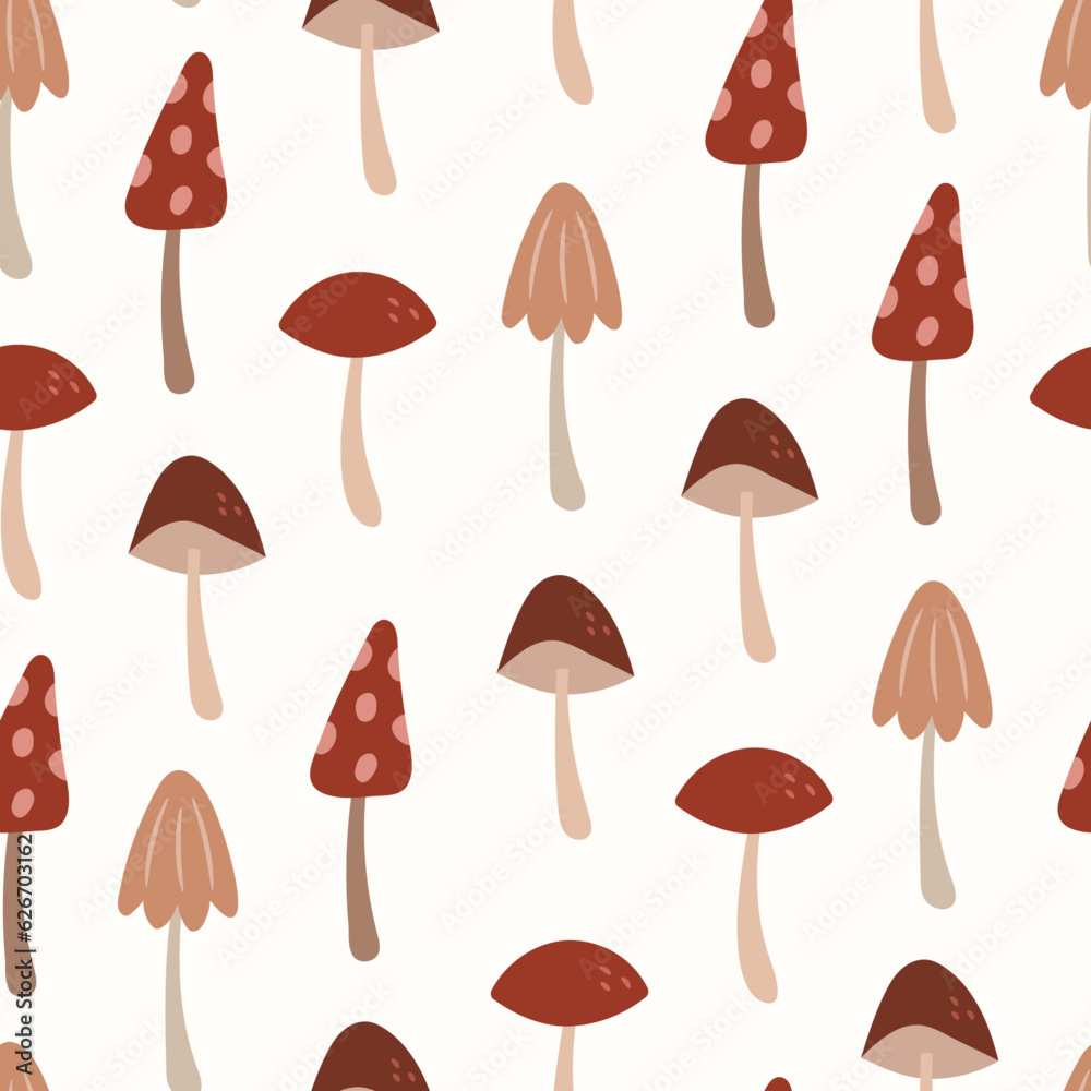 Seamless cozy pattern with mushrooms Seamless cozy pattern with mushrooms