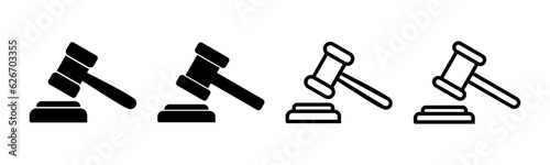 Gavel icon set illustration. judge gavel sign and symbol. law icon. auction hammer