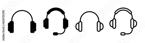 Headphone icon set illustration. Headphone sign and symbol