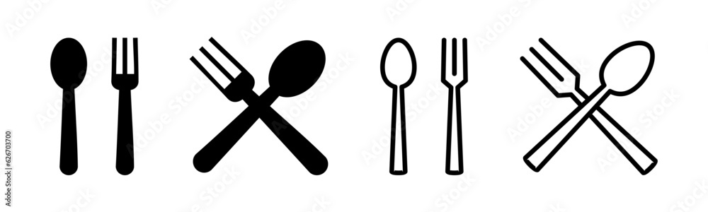 spoon and fork icon set illustration. spoon, fork and knife icon vector. restaurant sign and symbol spoon and fork icon set illustration. spoon, fork and knife icon vector. restaurant sign and symbol