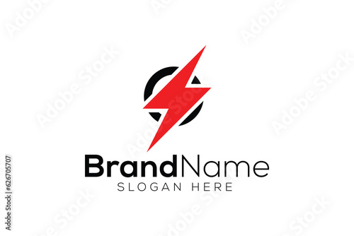 Minimal thunder logo design vector template