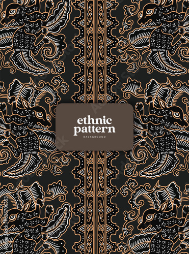 luxury Indonesian batik pattern illustration