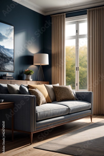 modern living room,Ultra-realistic masterpiece of a modern living room with enchanting lighting © FT AI ARTS