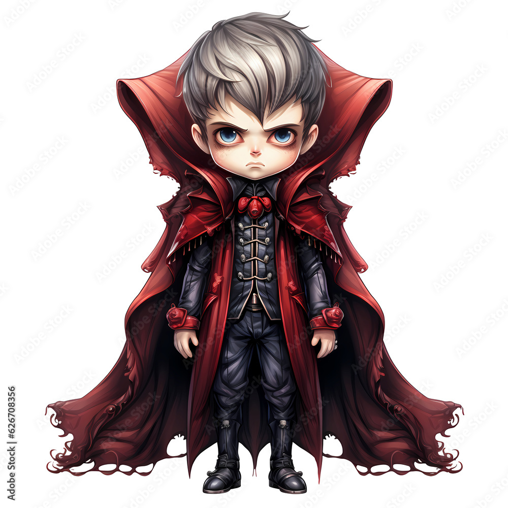 Naklejka premium Cute Vampire Halloween Illustration Al Generated