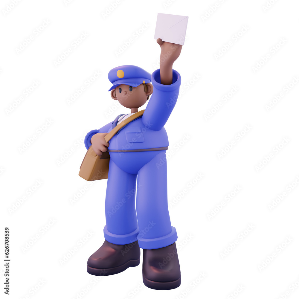 male postal courier carrying letter pose from left male postal courier carrying letter pose from left