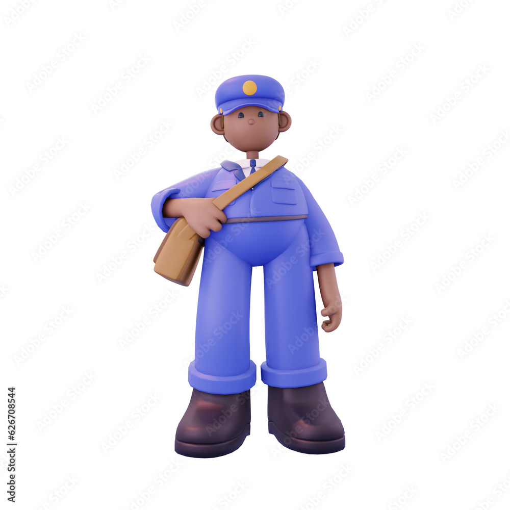 male postal courier standing straight pose from the front male postal courier standing straight pose from the front