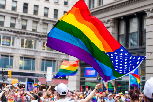 Rainbow flag Lgbt pride. gay pride flag freedm end equity diversity. Supporters wave rainbow flags. flag of LGBT organization include lesbians, gays, bisexuals and transgender people