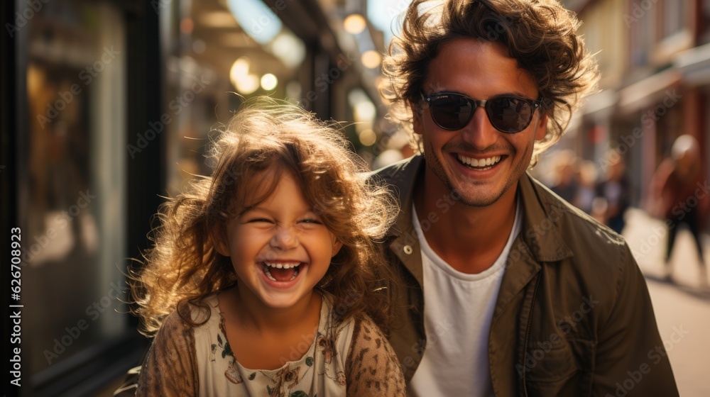 Father with her cute daughter smiling at the camera - catching a moment of endearment Father with her cute daughter smiling at the camera - catching a moment of endearment