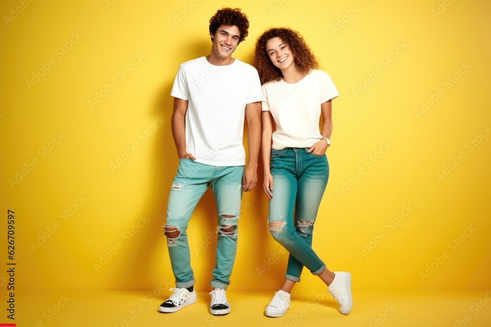Studio photo of a happy couple in love against a plain colorful background - catching a moment of endearment Studio photo of a happy couple in love against a plain colorful background - catching a moment of endearment