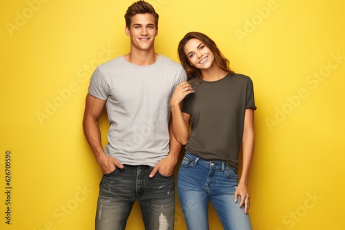 Studio photo of a happy couple in love against a plain colorful background - catching a moment of endearment © 4kclips