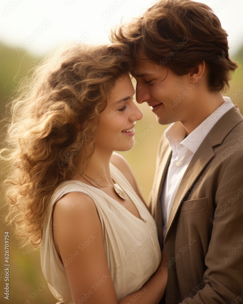 Happy couple in love - a romantic scene full of endearment - catching a moment of endearment Happy couple in love - a romantic scene full of endearment - catching a moment of endearment