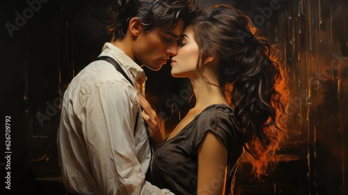 Happy couple in love having a good time together - romantic moment - catching a moment of endearment