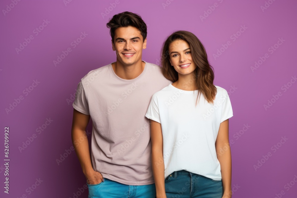 Studio photo of a happy couple in love against a plain colorful background - catching a moment of endearment Studio photo of a happy couple in love against a plain colorful background - catching a moment of endearment