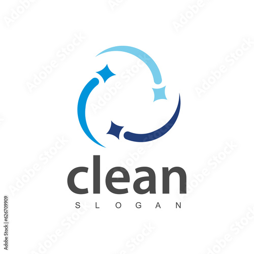 Wash, laundry, cleaning company abstract business logo. Sparkle star, Housekeeping, shine, cleaner icon.