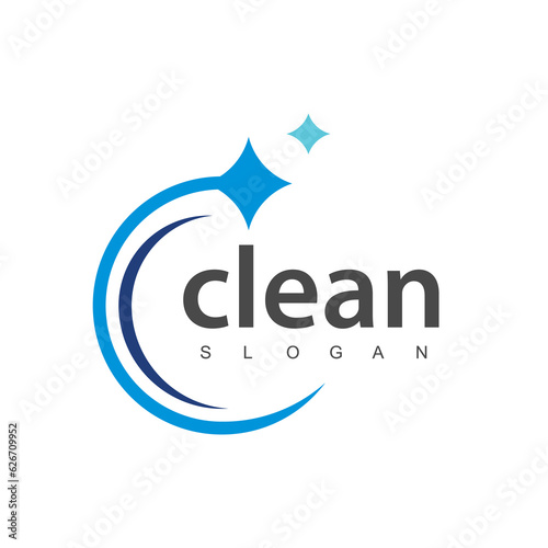 Wash, laundry, cleaning company abstract business logo. Sparkle star, Housekeeping, shine, cleaner icon.