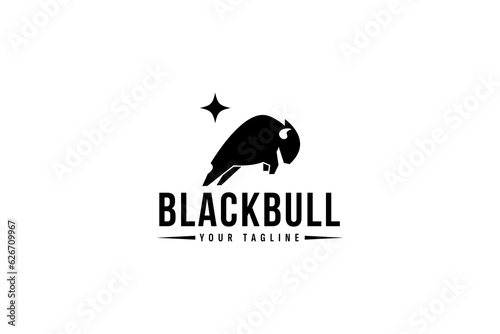 black bull logo vector icon illustration