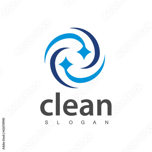 Wash, laundry, cleaning company abstract business logo. Sparkle star, Housekeeping, shine, cleaner icon.