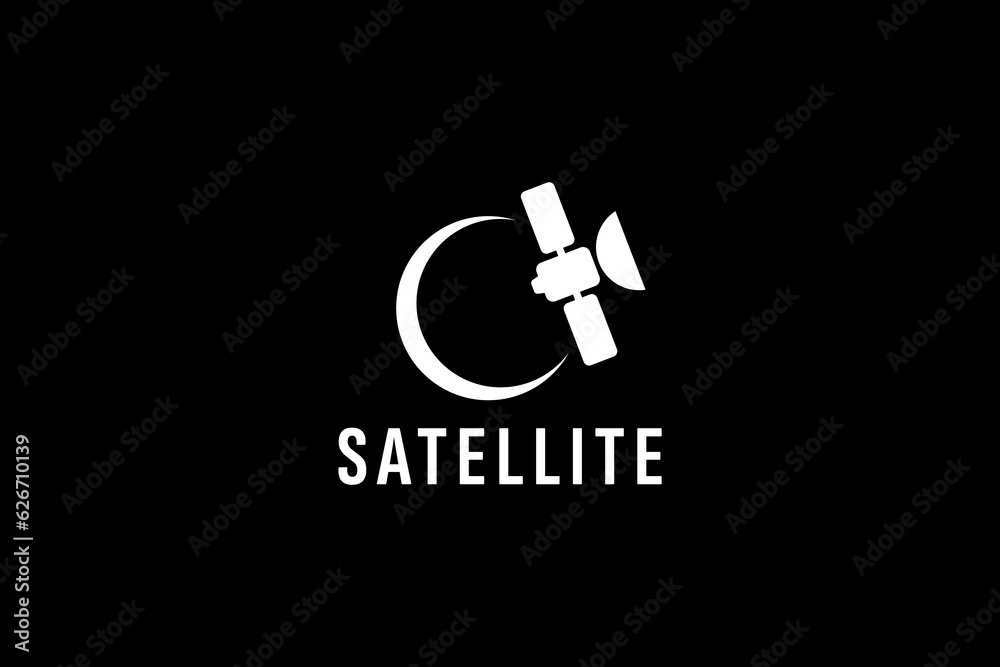 Obraz premium satellite logo vector icon illustration