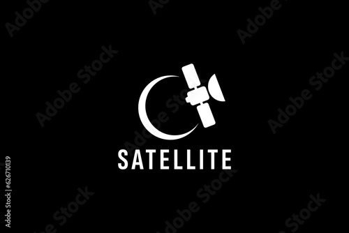 satellite logo vector icon illustration