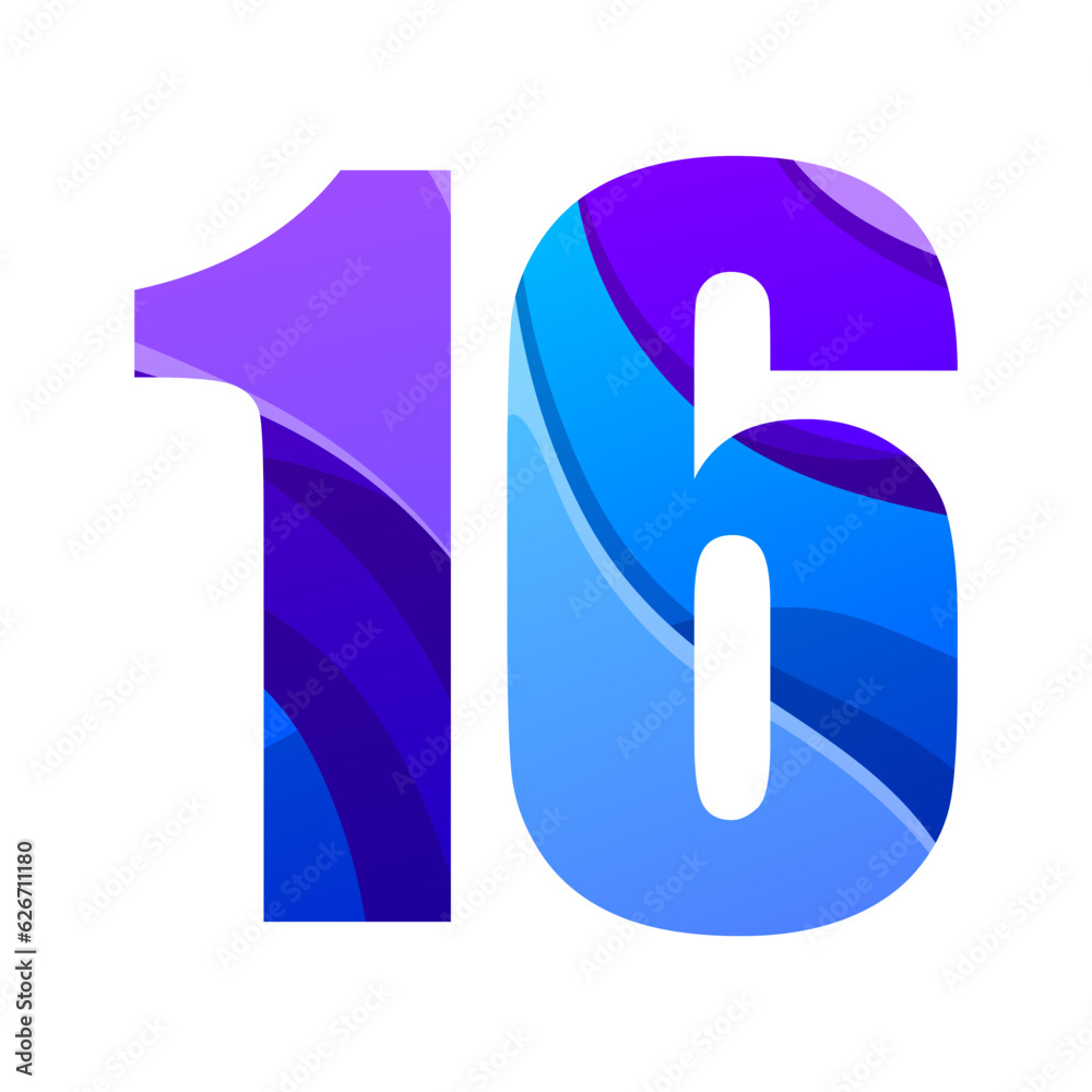 colorful gradient number 16 logo design colorful gradient number 16 logo design
