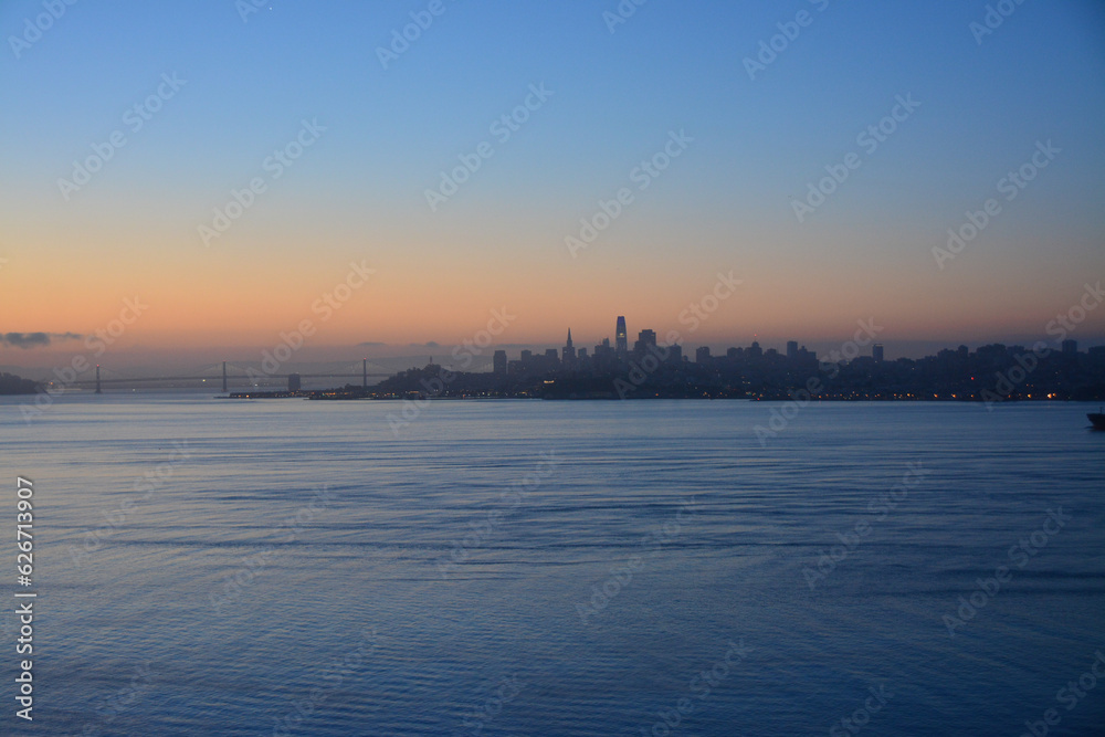 Sunset in the city, San Francisco, ocean,  