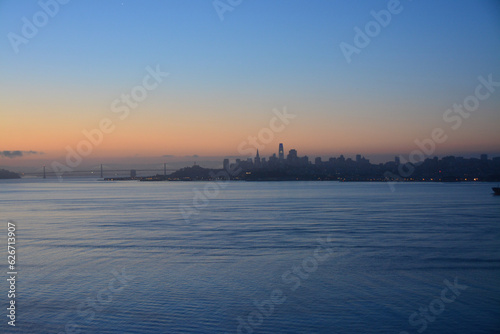 Sunset in the city, San Francisco, ocean, 