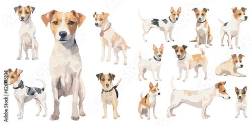 Принти на полотні Watercolor Jack Russell dog clipart for graphic resources