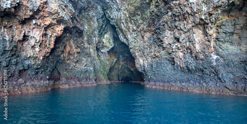 Painted Cave on Santa Cruz island in the Channel Islands National Park off the coast of Santa Barbara California United States