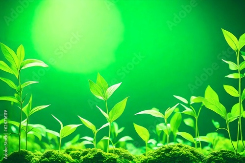 Plants with biochemistry structure on green background generated by AI tool