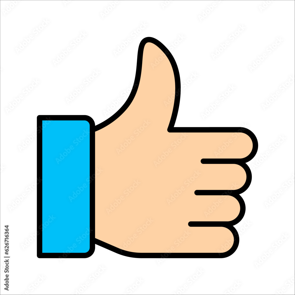 Like icon. Hand like. Thumb up. Outline love symbol. Social media sign. vector illustration on white background Like icon. Hand like. Thumb up. Outline love symbol. Social media sign. vector illustration on white background