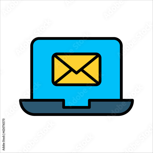 laptop with mail icon, message on the desktop, notification marketing, vector illustration on white background