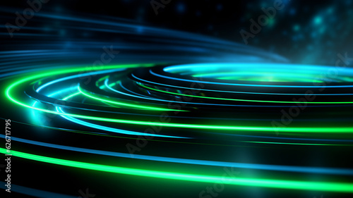 abstract futuristic background with green blue glowing neon moving high speed wave lines and bokeh lights. Data transfer concept Fantastic wallpaper, Ai Generative