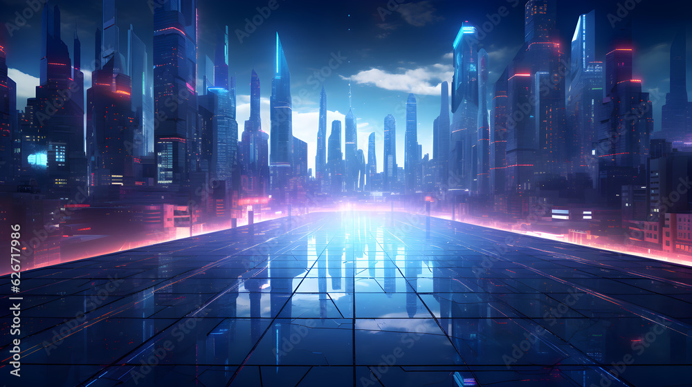 neon Road city, generative AI