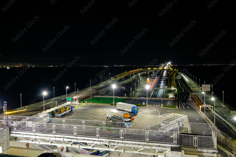Obraz premium アクアライン海ほたるからの夜景