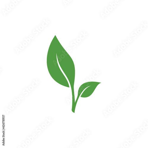 unique stylish eco biological nature green leaf leaves icon sign