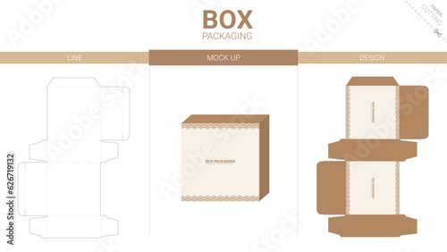 Box packaging and mockup die cut template