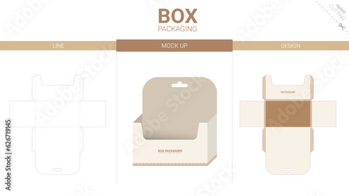 Box packaging and mockup die cut template