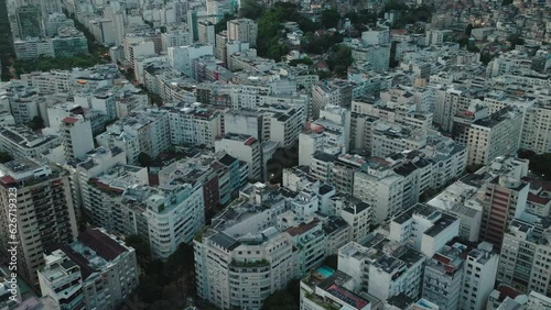 Drone shot of Ipanema district skylines, over crowded and population density, Rio De Janeiro photo