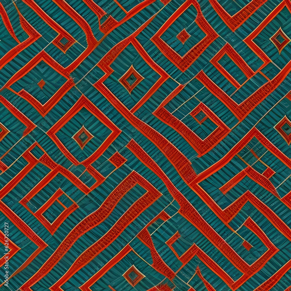 Abstract seamless  vintage tribal fabric colorful pattern background generative ai illustration art