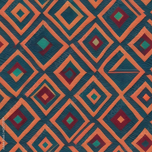 Abstract seamless vintage tribal fabric colorful pattern background generative ai illustration art